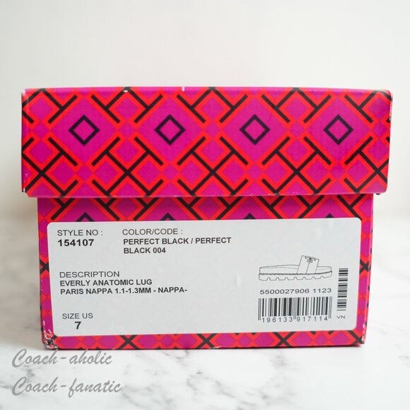 NIB Tory Burch Everly Anatomic Lug Nappa Leather Slide Sandal in Black - Picture 9 of 9